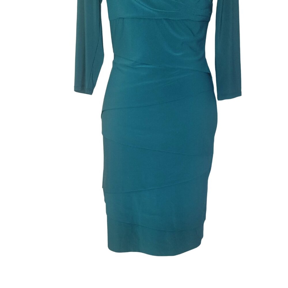 White House Black Market teal tiered jersey sheath dress size 8 - Picture 4 of 9